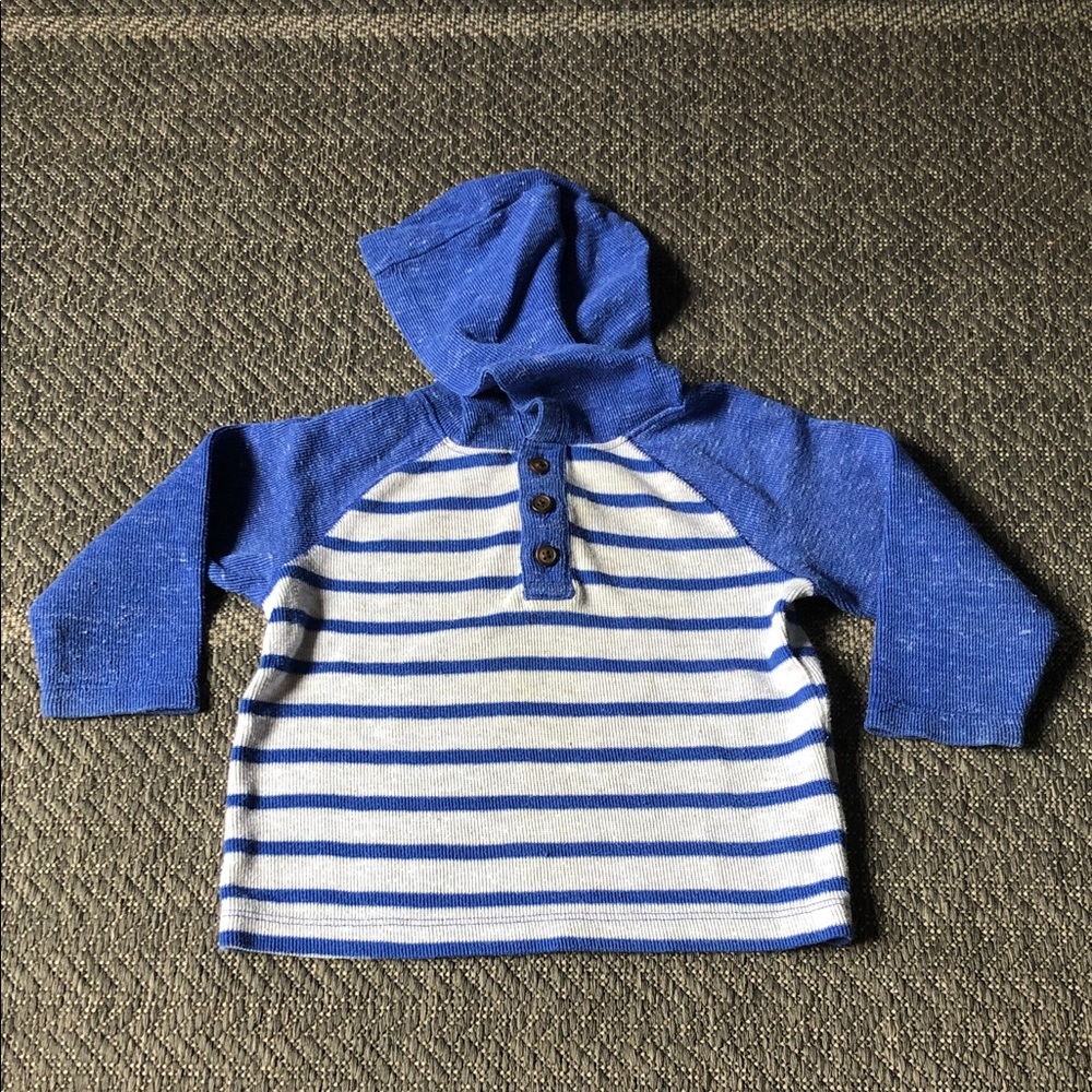Old Navy Blue & White Striped Hooded Pullover